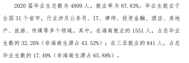 三亚学院失业率及失业远景怎样样,好失业吗？