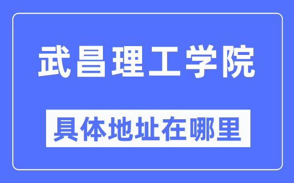 武昌理工学院详细地点在那里,在武昌的哪一个区？