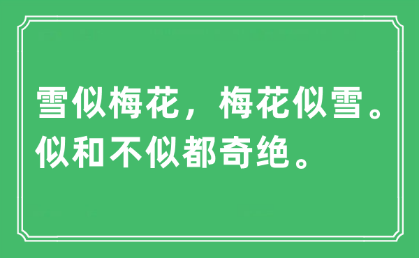 “雪似梅花,梅花似雪。似和不似都奇绝”是甚么意义,来由及原文翻译