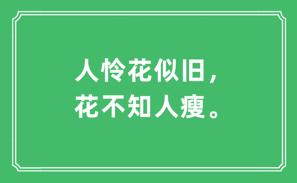 “人怜花似旧,花不知人瘦”是甚么意义,来由及原文翻译