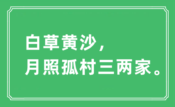 “白草黄沙，月照孤村三两家”是甚么意义,来由及原文翻译