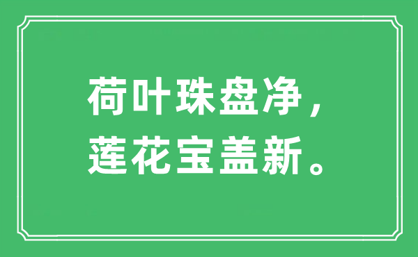 “荷叶珠盘净，莲花宝盖新”是甚么意义,来由及原文翻译
