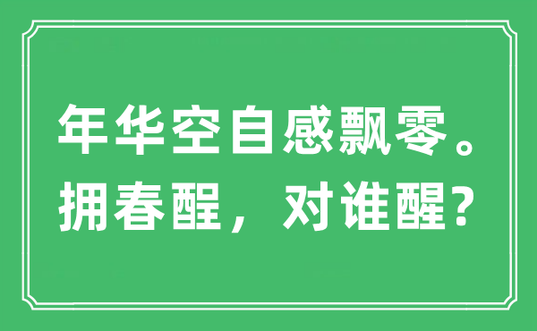 “年光光阴空自感漂荡。拥春酲，对谁醒?”是甚么意义,来由及原文翻译
