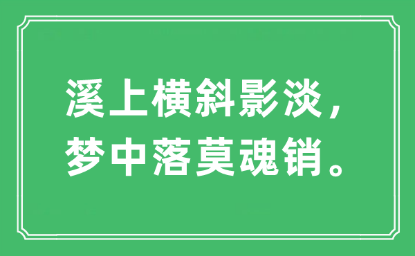 “溪上横斜影淡，梦中凋零魂销”是甚么意义,来由及原文翻译