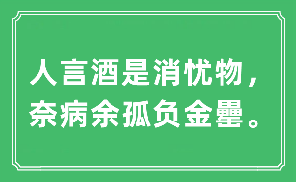“人言酒是消忧物，奈病余辜负金罍”是甚么意义,来由及原文翻译