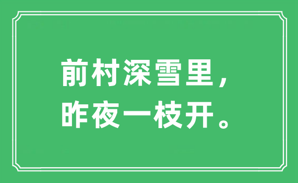 “前村深雪里，昨夜一枝开”是甚么意义,来由及原文翻译