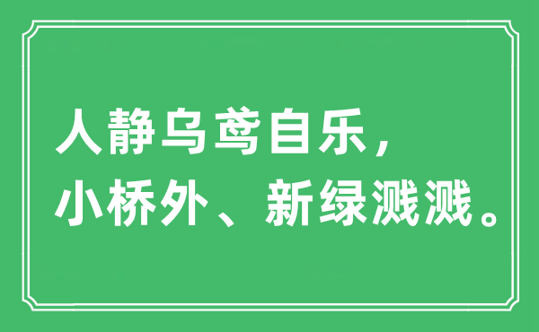 “人静乌鸢自乐，小桥外、新绿溅溅”是甚么意义,来由及原文翻译