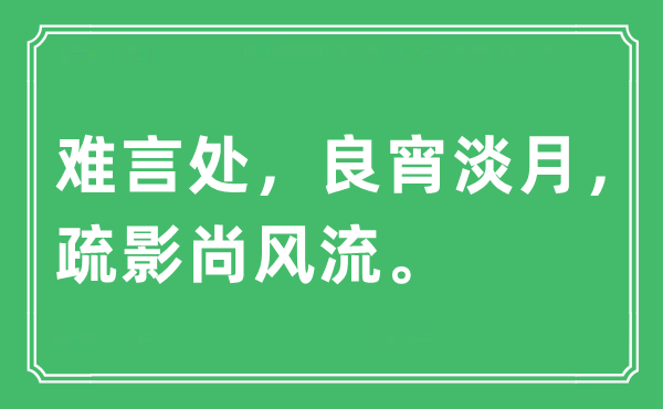 “难言处，良夜淡月，疏影尚风骚”是甚么意义,来由及原文翻译