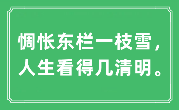 “难过东栏一枝雪，人生看得几腐败。”是甚么意义,来由及原文翻译