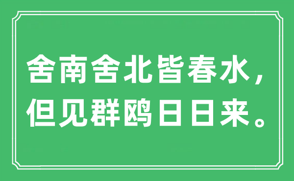 “舍南舍北皆春水，但见群鸥日日来。”是甚么意义,来由及原文翻译