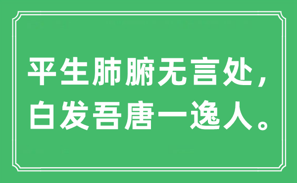 “生平肺腑无言处，青丝吾唐一逸人”是甚么意义,来由及原文翻译
