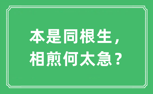 “本是同根生，相煎何太急？”是甚么意义,来由及原文翻译