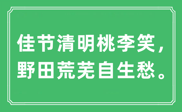 “佳节腐败桃李笑，野田荒凉自生愁”是甚么意义,来由及原文翻译