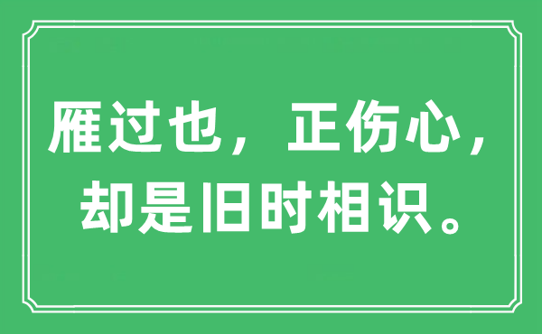 “雁过也,正悲伤,倒是旧时领会”是甚么意义,来由及原文翻译
