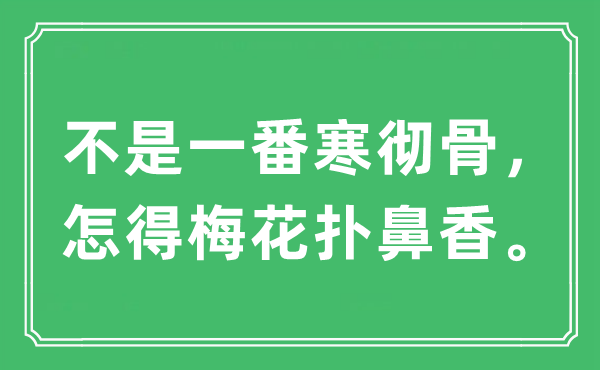 “不是一番寒透骨，怎得梅花扑鼻香”是甚么意义,来由及原文翻译