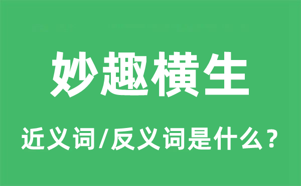 妙不可言的近义词和反义词是甚么,妙不可言是甚么意义
