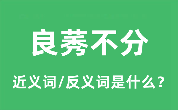 良莠不分的近义词和反义词是甚么,良莠不分是甚么意义