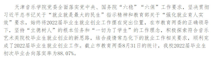 天津音乐学院失业率及失业远景怎样样,好失业吗？
