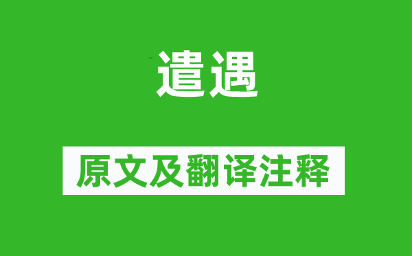 杜甫《遣遇》原文及翻译正文,诗意诠释