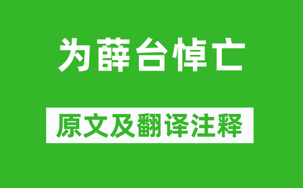 白居易《为薛台悼亡》原文及翻译正文,诗意诠释