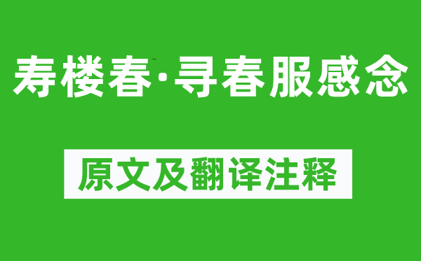 史达祖《寿楼春·寻春服感怀》原文及翻译正文,诗意诠释