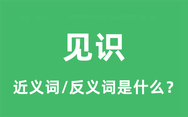 见地的近义词和反义词是甚么,见地是甚么意义