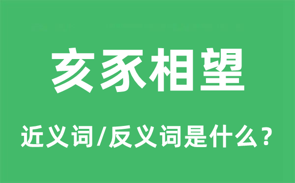亥豕相望的近义词和反义词是甚么,亥豕相望是甚么意义