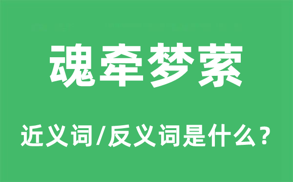 魂牵梦萦的近义词和反义词是甚么,魂牵梦萦是甚么意义