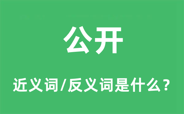 公然的近义词和反义词是甚么,公然是甚么意义