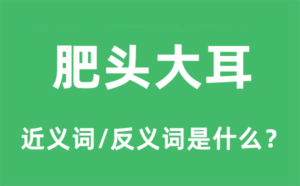 肥头大耳的近义词和反义词是甚么,肥头大耳是甚么意义