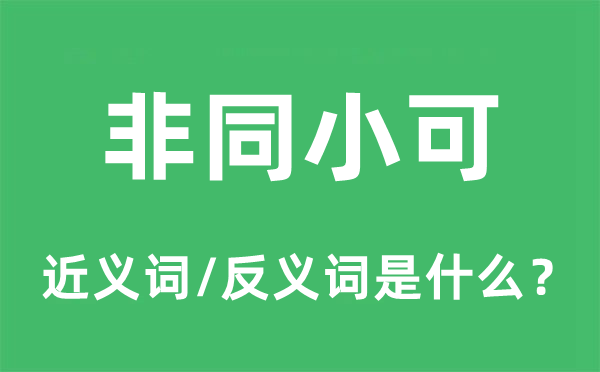 非同小可的近义词和反义词是甚么,非同小但是甚么意义