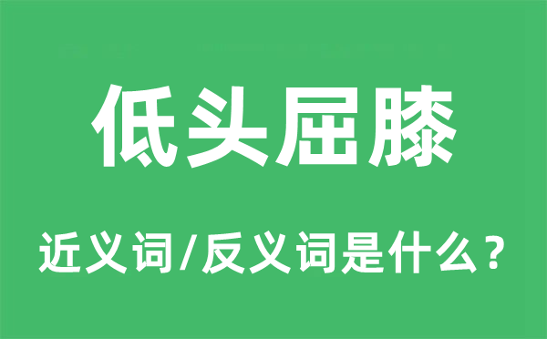 垂头屈膝的近义词和反义词是甚么,垂头屈膝是甚么意义