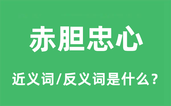 忠心耿耿的近义词和反义词是甚么,忠心耿耿是甚么意义