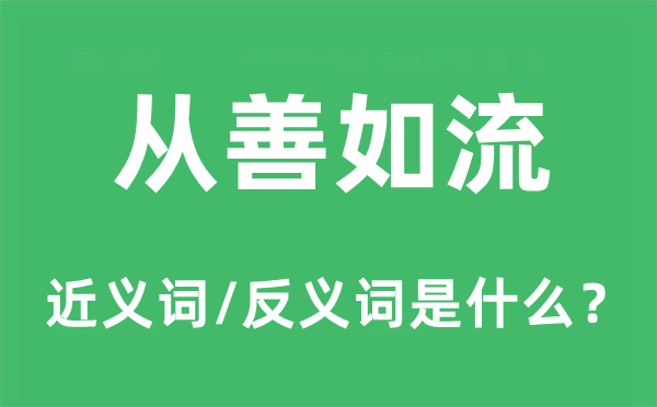 从善如流的近义词和反义词是甚么,从善如流是甚么意义