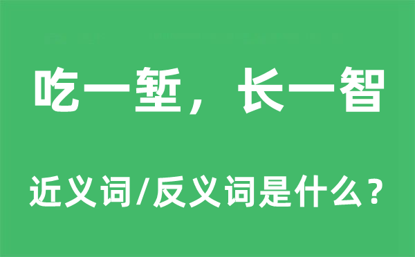 吃一堑，长一智的近义词和反义词是甚么,吃一堑，长一智是甚么意义
