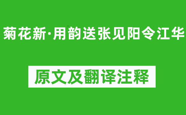 纳兰性德《菊花新·用韵送张见阳令江华》原文及翻译正文,诗意诠释