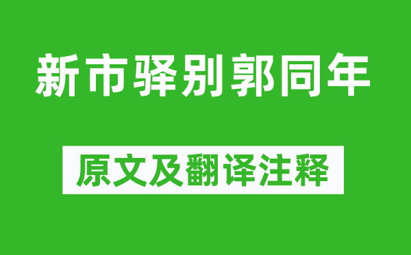 张咏《新市驿别郭同年》原文及翻译正文,诗意诠释