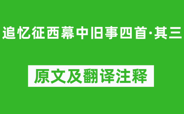 陆游《追思征西幕中往事四首·其三》原文及翻译正文,诗意诠释