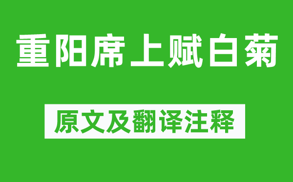 白居易《重阳席上赋白菊》原文及翻译正文,诗意诠释