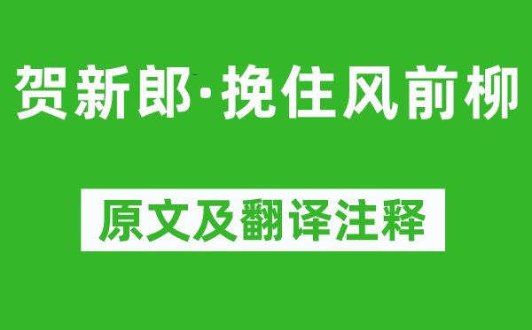 卢祖皋《贺新郎·挽住风前柳》原文及翻译正文,诗意诠释