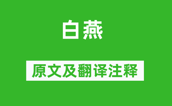 袁凯《白燕》原文及翻译正文,诗意诠释