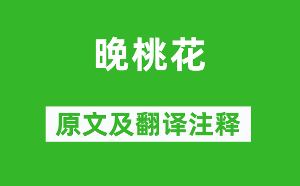 白居易《晚桃花》原文及翻译正文,诗意诠释