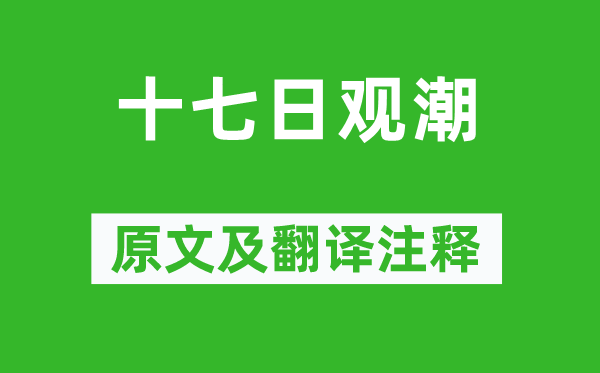 陈师道《十七日观潮》原文及翻译正文,诗意诠释