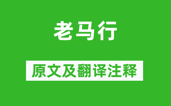 陆游《老马行》原文及翻译正文,诗意诠释