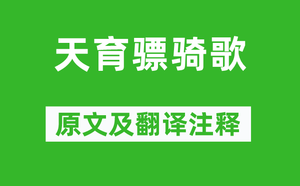杜甫《天育骠骑歌》原文及翻译正文,诗意诠释