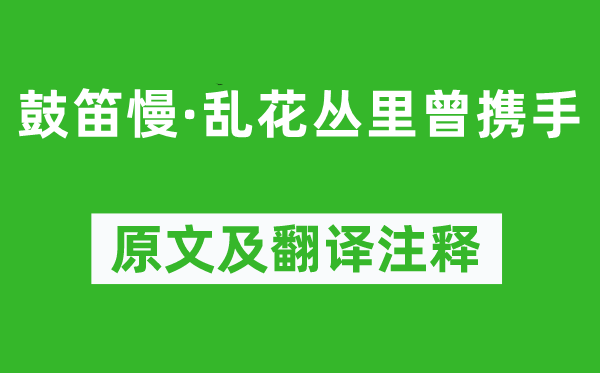 秦观《鼓笛慢·乱用丛里曾联袂》原文及翻译正文,诗意诠释
