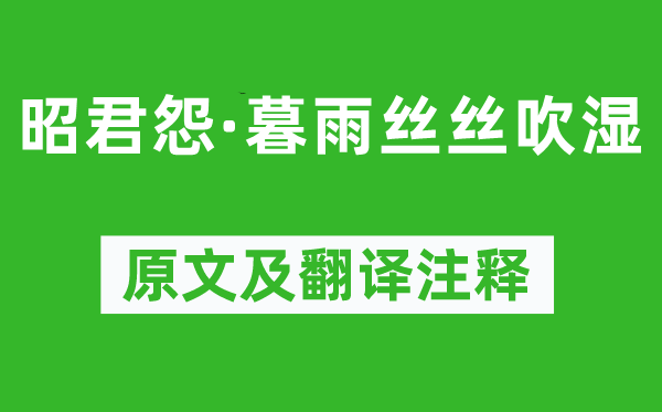 纳兰性德《昭君怨·暮雨丝丝吹湿》原文及翻译正文,诗意诠释