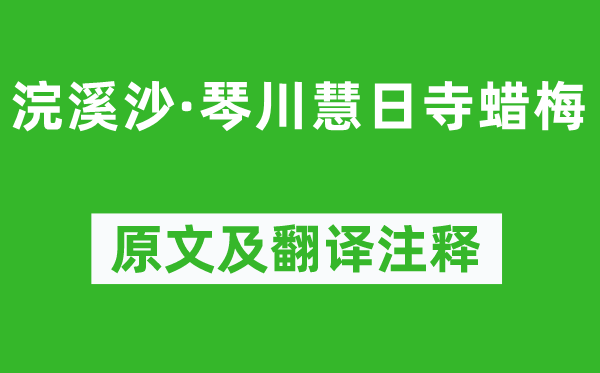 吴文英《浣溪沙·琴川慧日寺蜡梅》原文及翻译正文,诗意诠释
