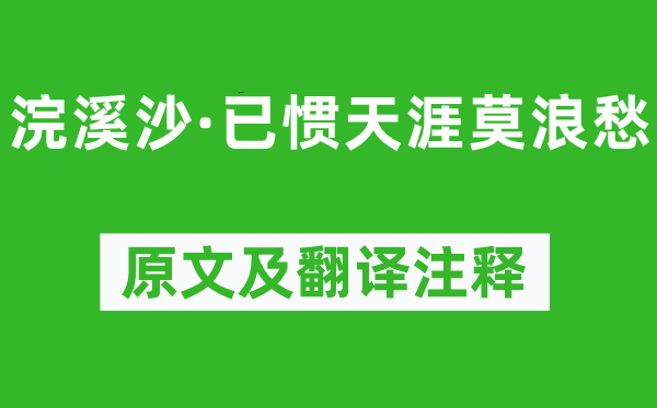 纳兰性德《浣溪沙·已惯海角莫浪愁》原文及翻译正文,诗意诠释