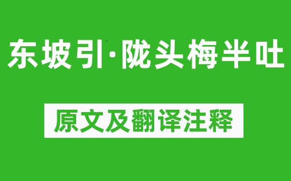 袁去华《东坡引·陇头梅半吐》原文及翻译正文,诗意诠释